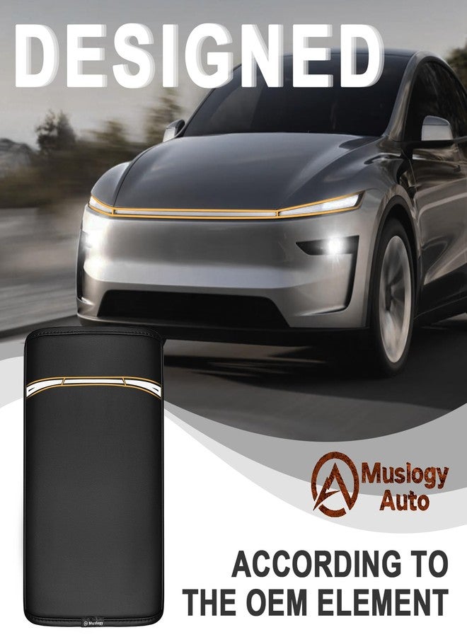 Muslogy غطاء مسند ذراع وحدة التحكم المركزية من Muslogy متوافق مع سيارة Tesla Model Y Refresh 2026، وسادة مسند ذراع مريحة، وسادة مسند ذراع، واقي من الجلد النباتي، سمك عادي (25+ | جونيبر | أسود، عادي) - Image 4